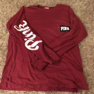 VS PINK maroon long sleeve shirt